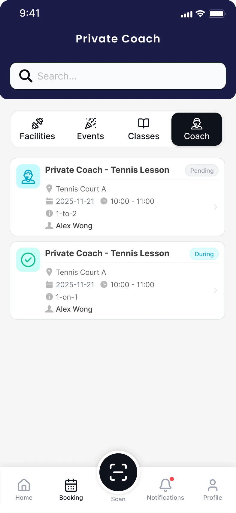 Sportshub staff managing upcoming private coaching sessions
