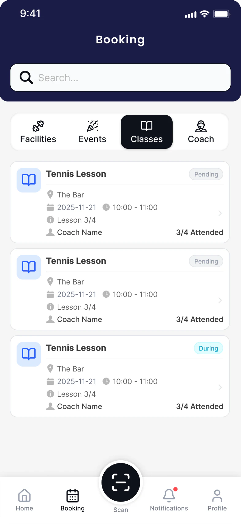 Sportshub staff tracking lessons and session progress